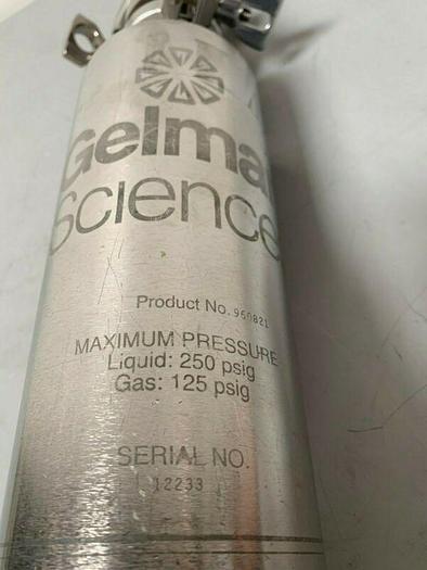 Used Gelman Sciences 960821 Stainless Steel 4.5" x 12" Filter Housing 125/250 PSIG
