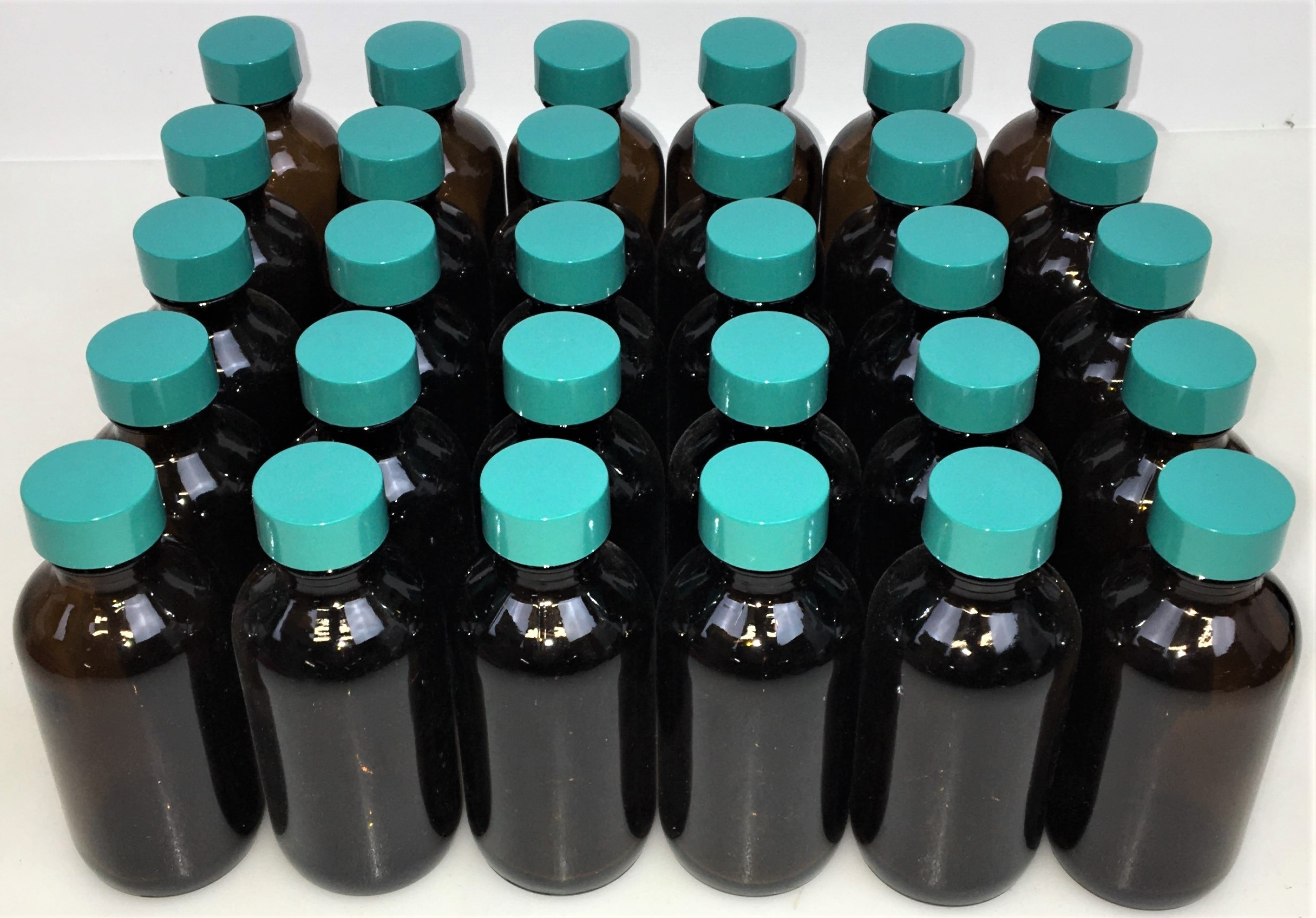 New Open Box Qorpak Amber Boston Round Bottle with Screw-Cap - 60mL (Box of 24)