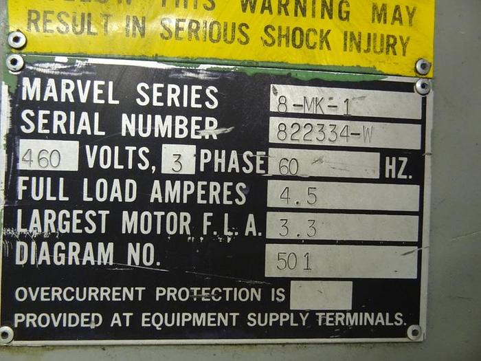 Used MARVEL SERIES 8 MARK 1 VERTICAL TILTING HEAD BAND SAW