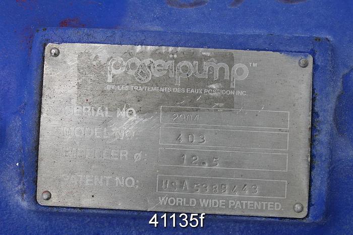 Used Posei Pump 403 3x4x14 Disc Flow Pump, 5-Vane SS Impeller #41135