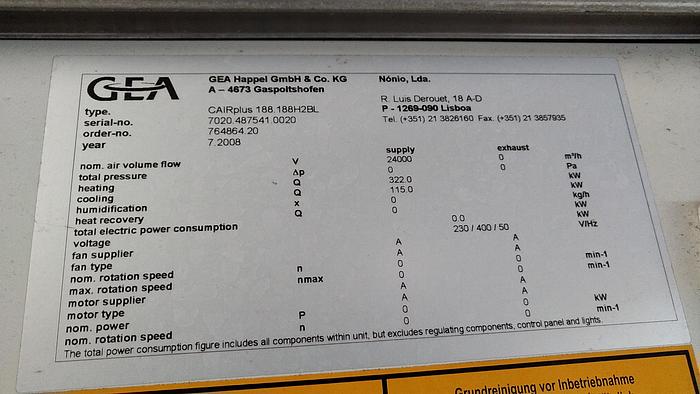 Usado Central de tratamento de ar GEA CAIRplus 188