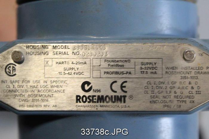 Used Rosemount 3051S2CG4A2E12AIAK6L4 Pressure Transmitter, 0-100 PSIG #33738