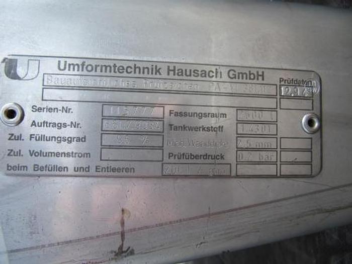 Used 2500 liters rustfri tank firkantet