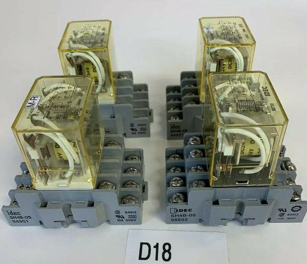 Used IDEC RH4B-U Relay and SH4B-05 Base (Lot Of 4) Fast Shipping! ~Warranty~