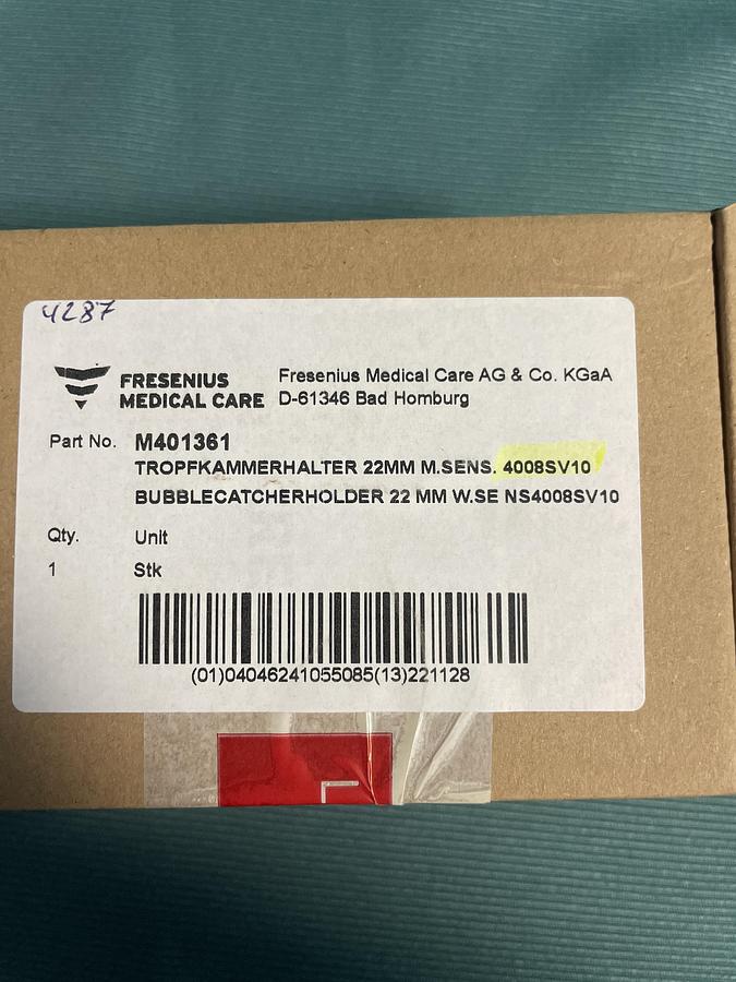 Fresenius Medical Care Tropfkammerhalter für 4008S V10, mit Sensoren für 22mm Schläuche