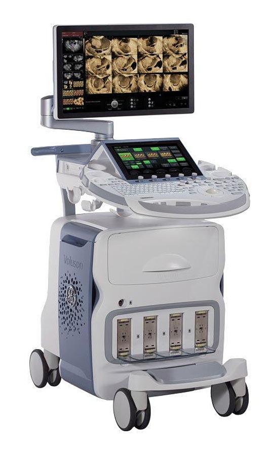 Überholt GE Voluson E8 BT21 Ultraschallgerät mit drei Sonden und Drucker