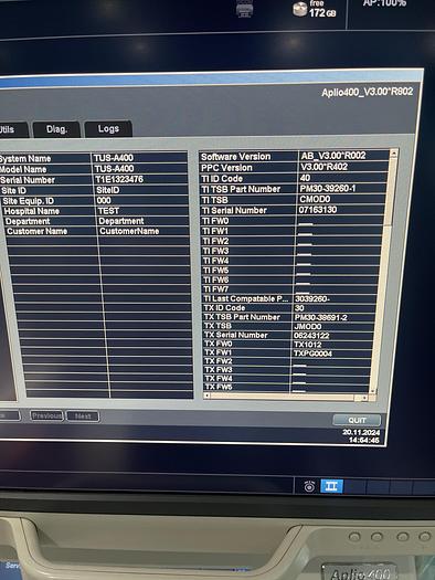 Used Toshiba Aplio 400 Ultraschallgerät mit 2 Sonden