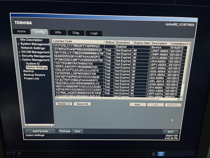 Used Toshiba Aplio 400 Ultraschallgerät mit 2 Sonden