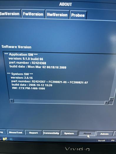 Used GE VIVID Q Ultraschallgerät mit M4S-RS Kardiosonde und Drucker 