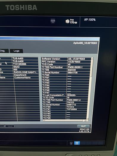 Used Toshiba Aplio 400 Ultraschallgerät mit 2 Sonden