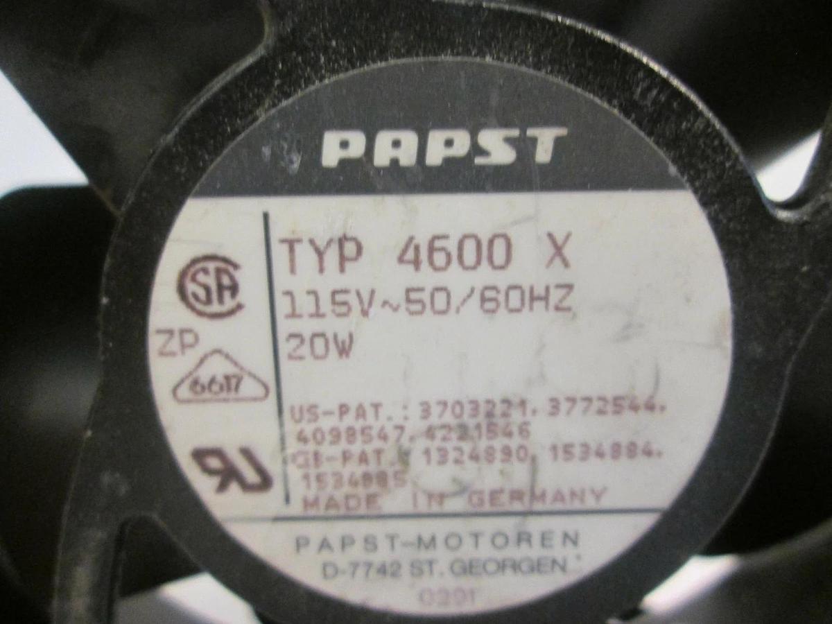 Used Papst, TYP 4600X Metal Fan, 115V, 50.60Hz, 20W, Used