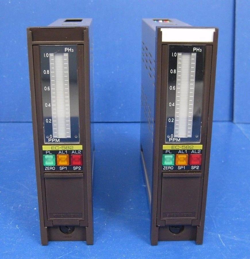 Used Riken Keiki Gas Indicator EC-582, 0 - 1 PPM, PH3, Lot of 2 Used