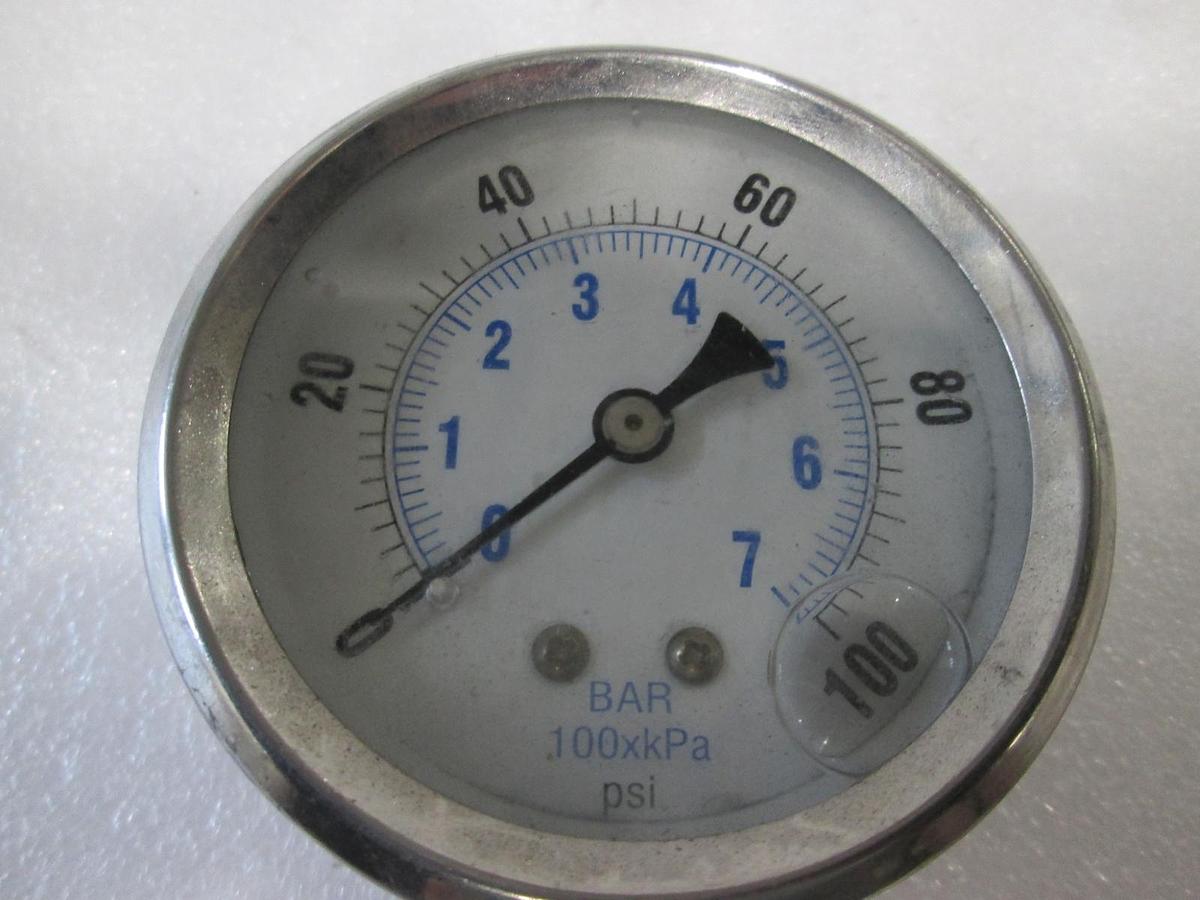 Used 0-100PSI Gauge, KC-L10, 1/4" Bottom Mount, Used