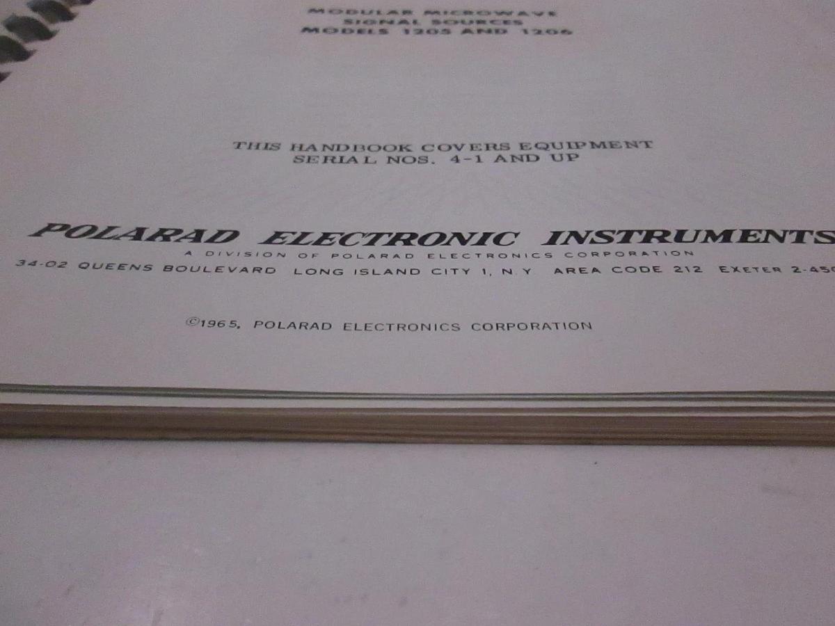 Used Polarad Model 1205 and 1206 Modular Microwave Signal Instruction Manual, Used
