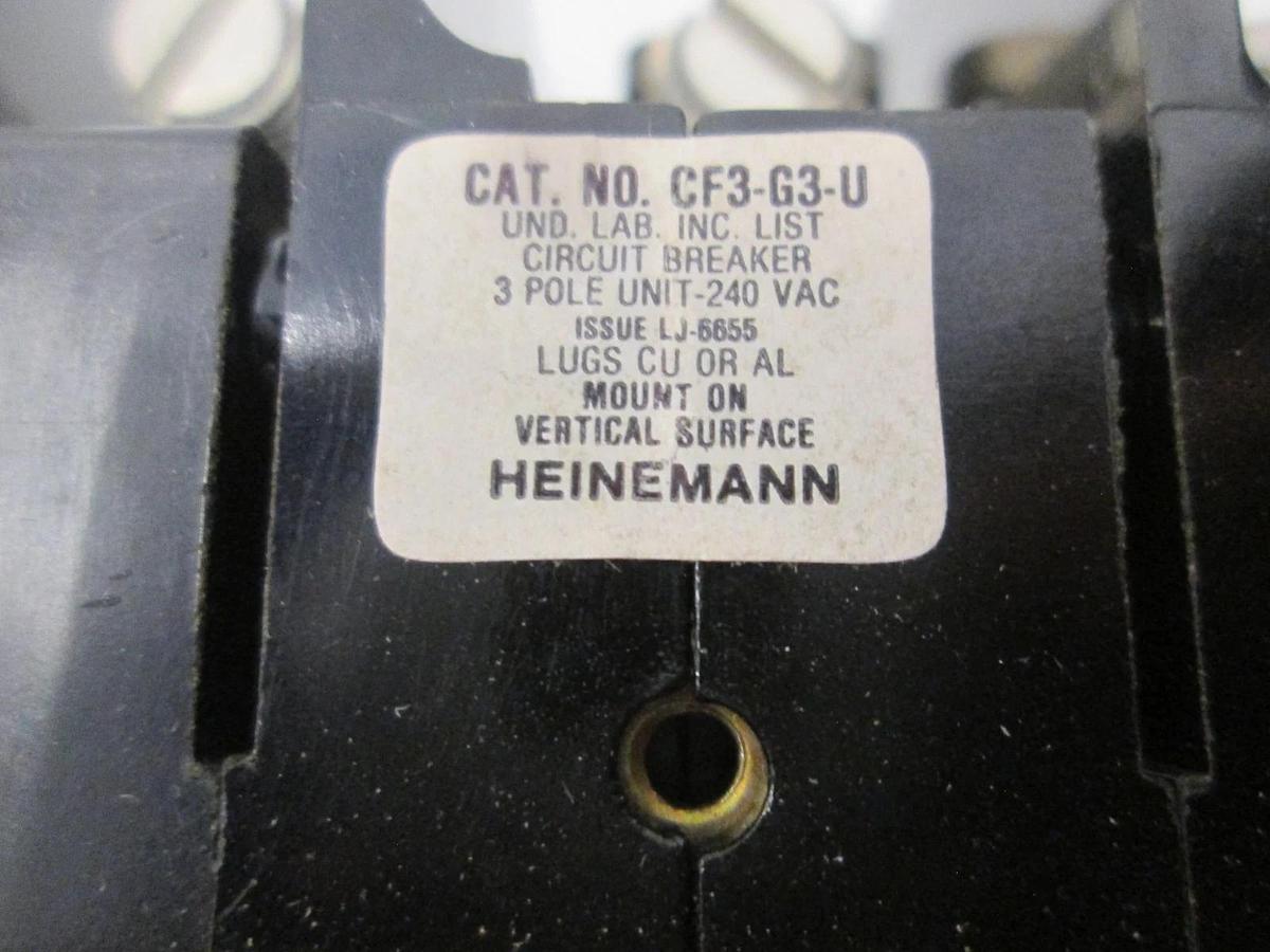 Used Heinemann, CF3-G3-U, Circuit Breaker, 3 Pole, 70A, 240VAC, Used