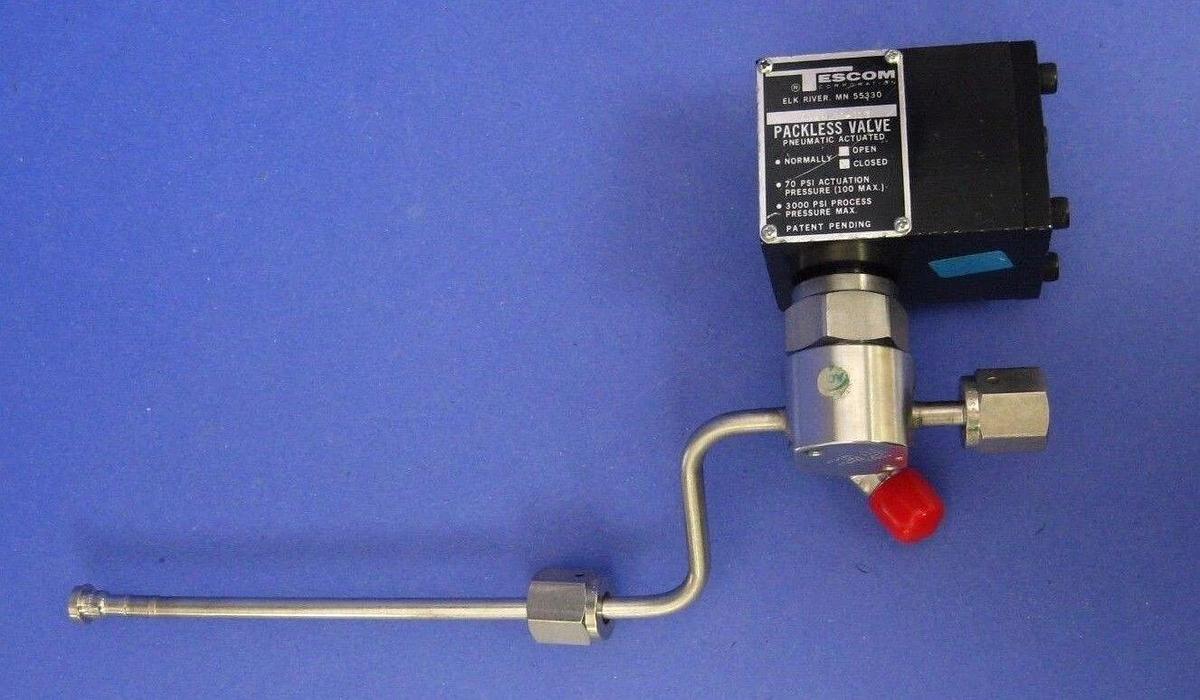 Used Tescom Packless Valve 49-PV65-013 Normally Closed, Used