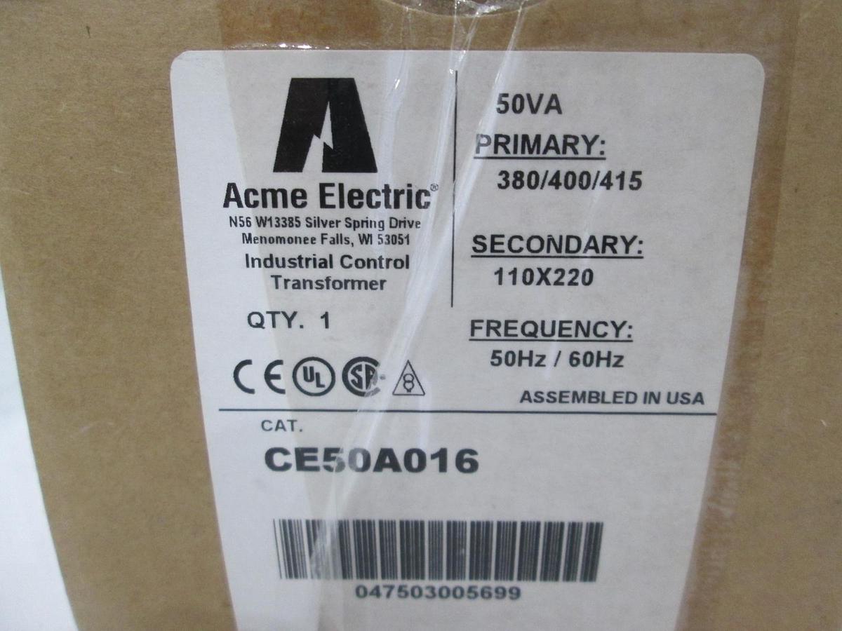 Used Acme Electric, CE50A016, Industrial Control Transformer, New