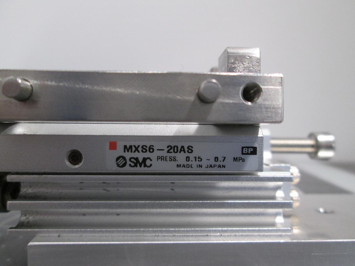 Used SMC MXS6-20AS Precision Air Slide Table Stroke Adjuster Pneumatic Cylinder