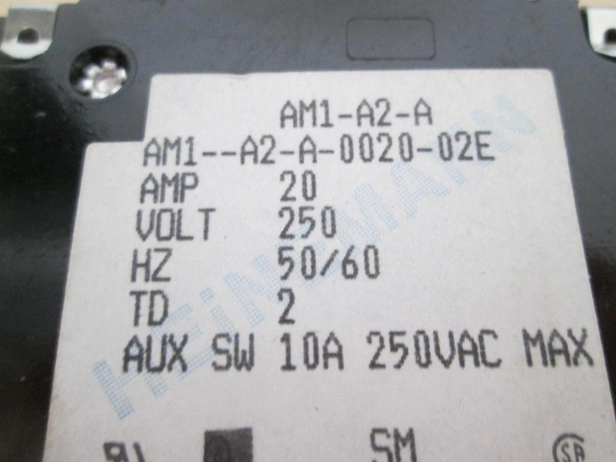 Used Heinemann, AM1-A2-A-0020-02E, Single Pole Circuit Breaker, 250V, 20A, Used