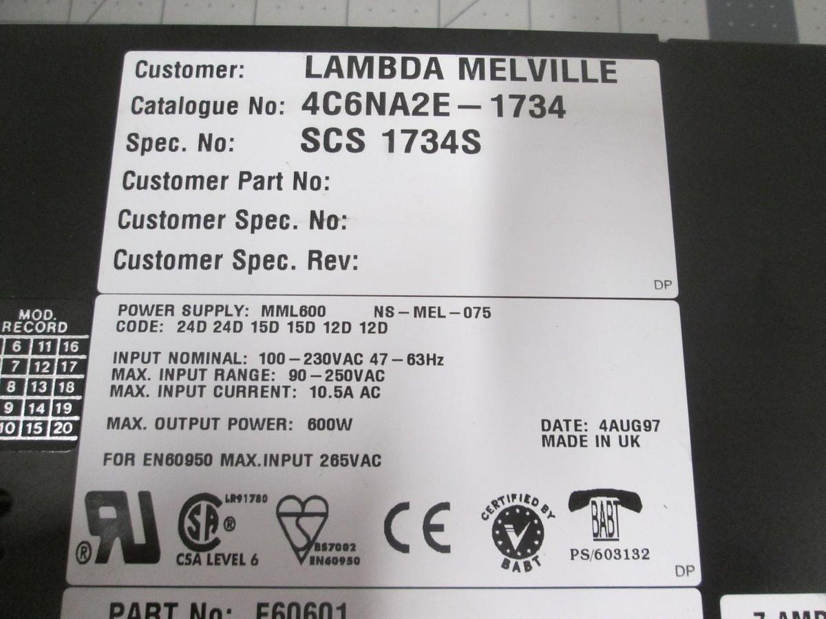 Used Lambda, Omega MML600 Power Supply, Used