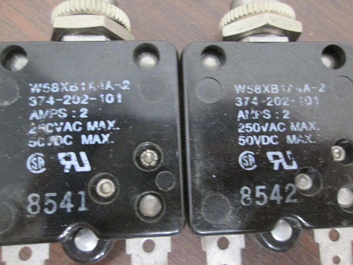 Used Potter & Brumfield, W58XB1A4A-2, 2A, Thermal Circuit Breaker, Used, Lot of 2