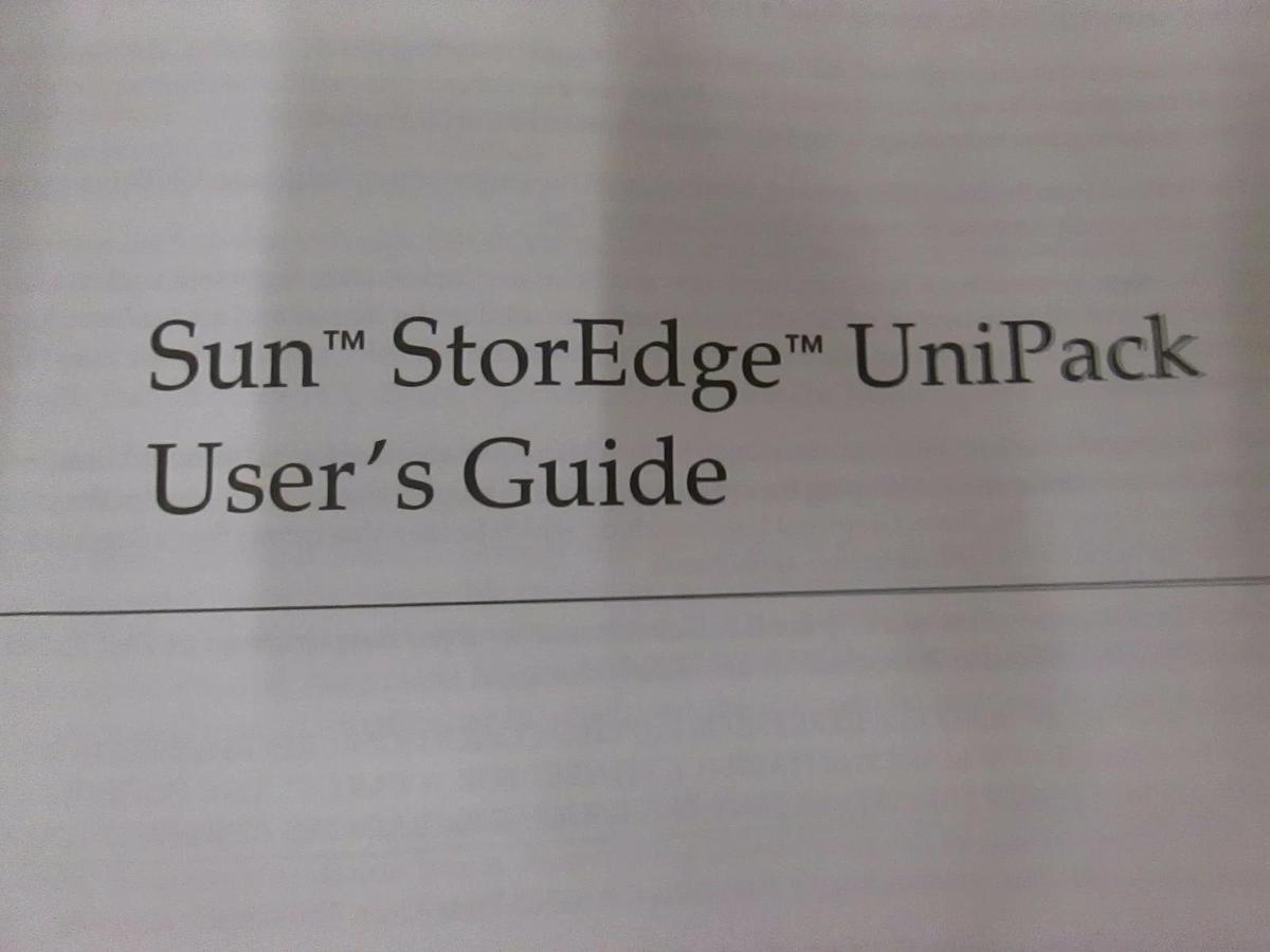 Used Sun StorEdge UniPack User's Guide, 805-3941-10, Used