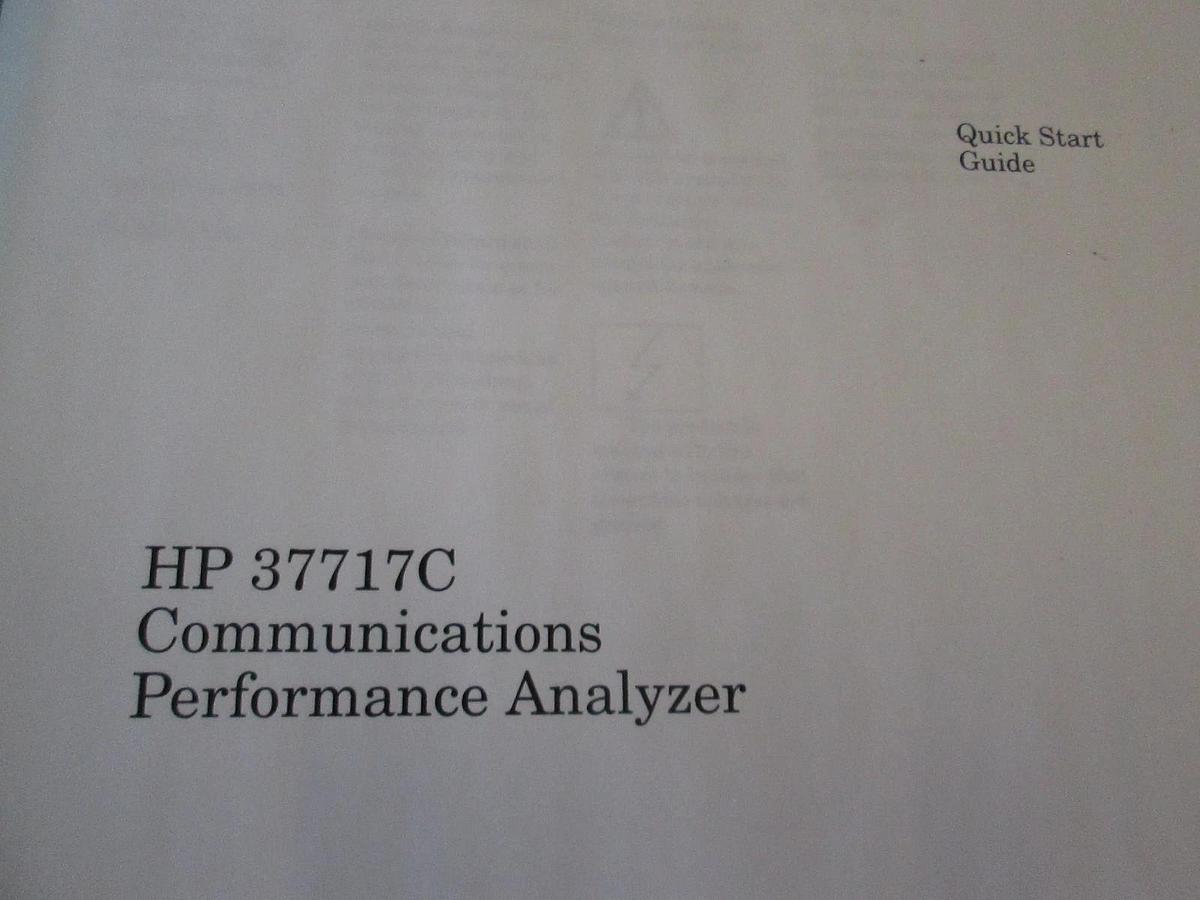 Used HP 37717C Communications Performance Analyzer Quick Start Guide, Used