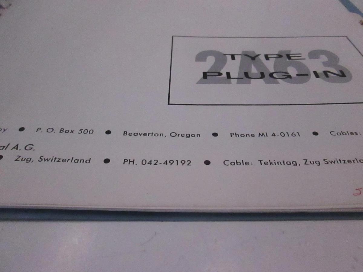 Used Tectronix Type 2A63 Plug-In Instruction Manual, Used