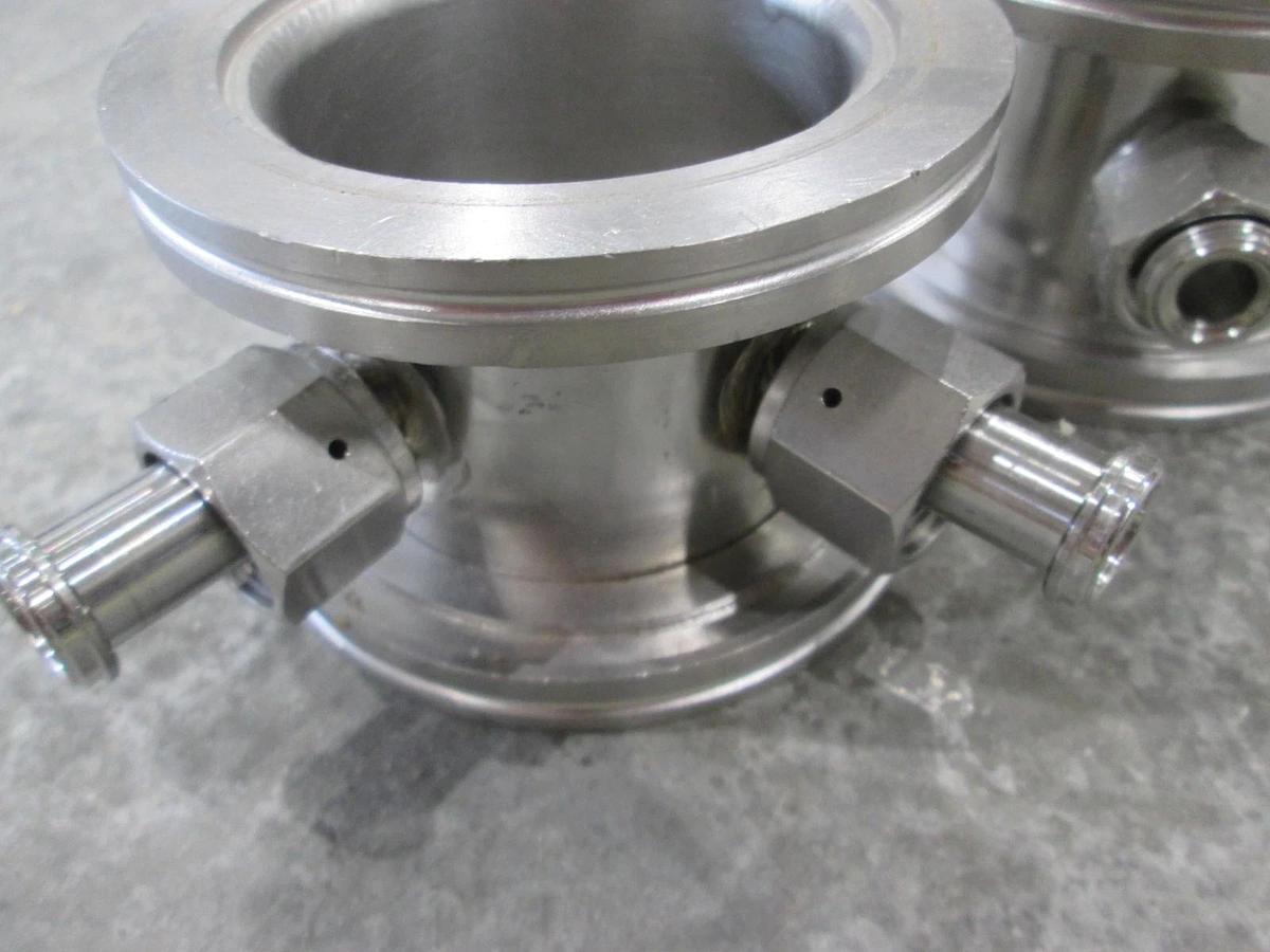Used 3" Stainless Steel Adapter w/ Two 1/2" FVCR Fittings, Used, Lot of 2