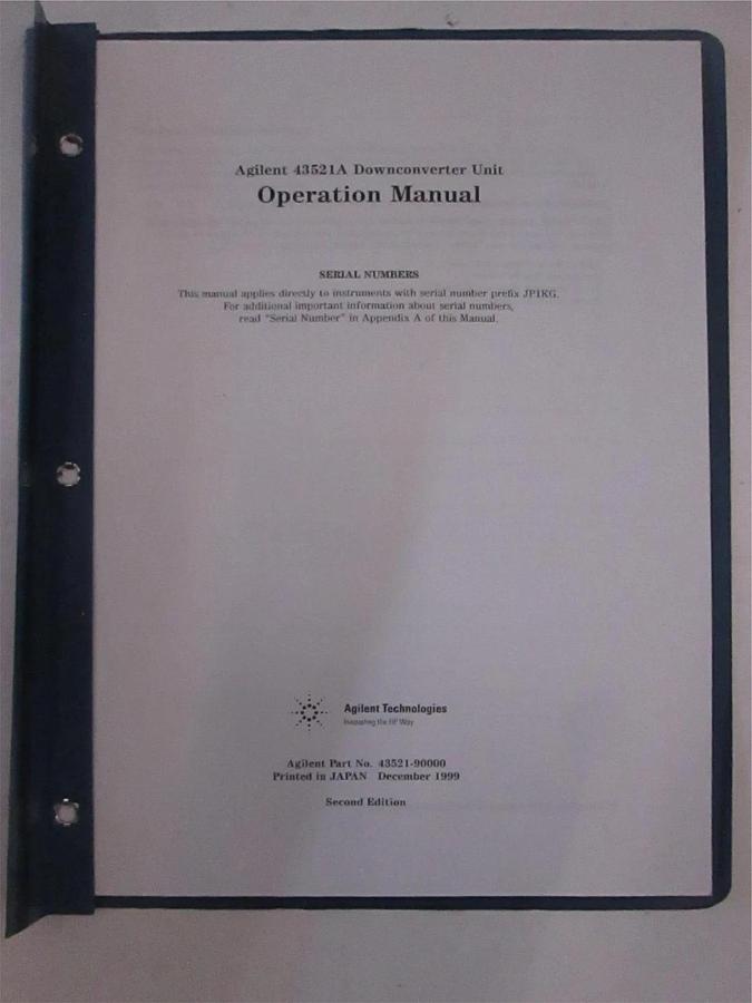 Used Agilent 43521A Downconverter Unit Operation Manual, Used