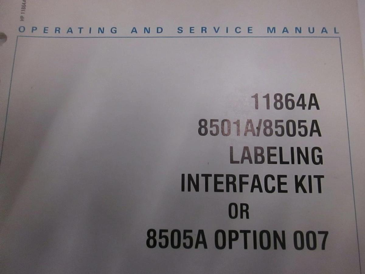 Used HP 11864A Labeling Interface Kit, Operating and Service Manual, Used