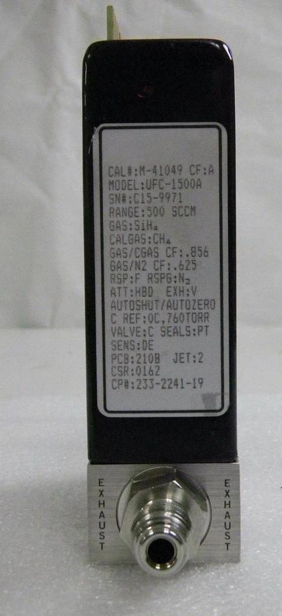 Used Unit UFC-1500A, Mass Flow Controller, Gas- SiH4, Range- 500 SCCM, 1/4" M I/O
