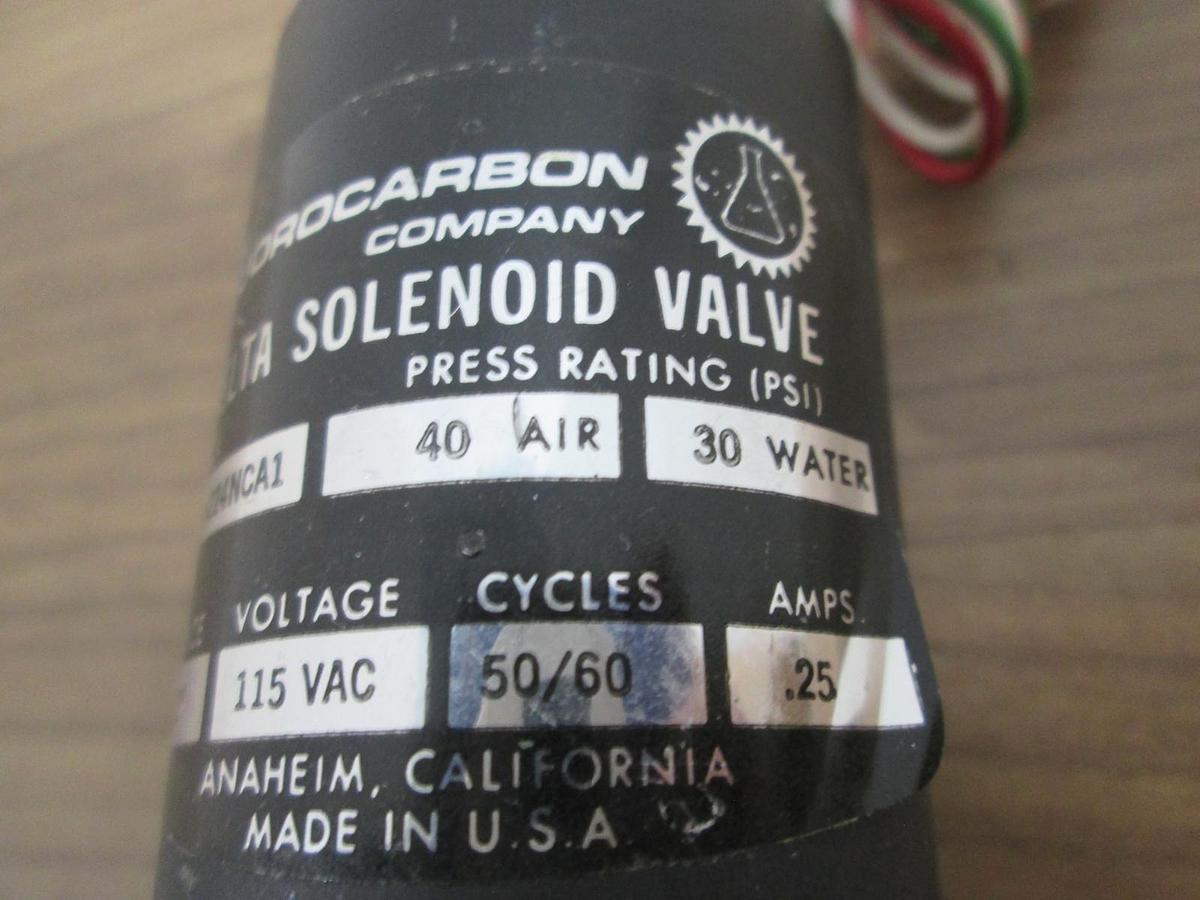 Used Fluorocarbon, DV2-224CNA1, Delta Solenoid Valve, 115VAC, .25A, 50/60 Cycle, Used
