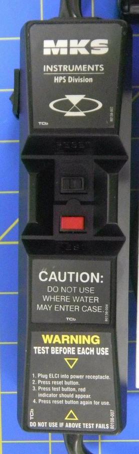 Used MKS 43PWRCORD04 Portable Equipment Leakage Current Interrupter, 6 Ft, 120VAC,12A