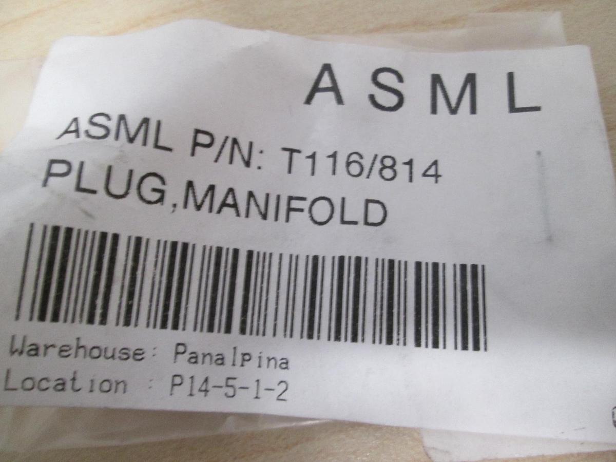 Used ASML, Plug, Manifold, 116-814, New. Lot of 50