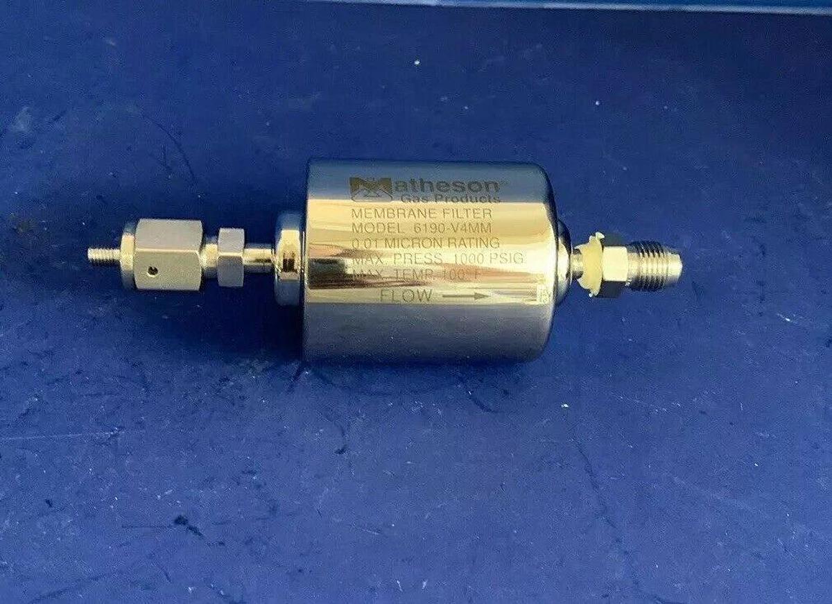 Used Matheson Inline Gas Filter 6190-V4MM, 1/4" Male VCR, 1000 psig, Used