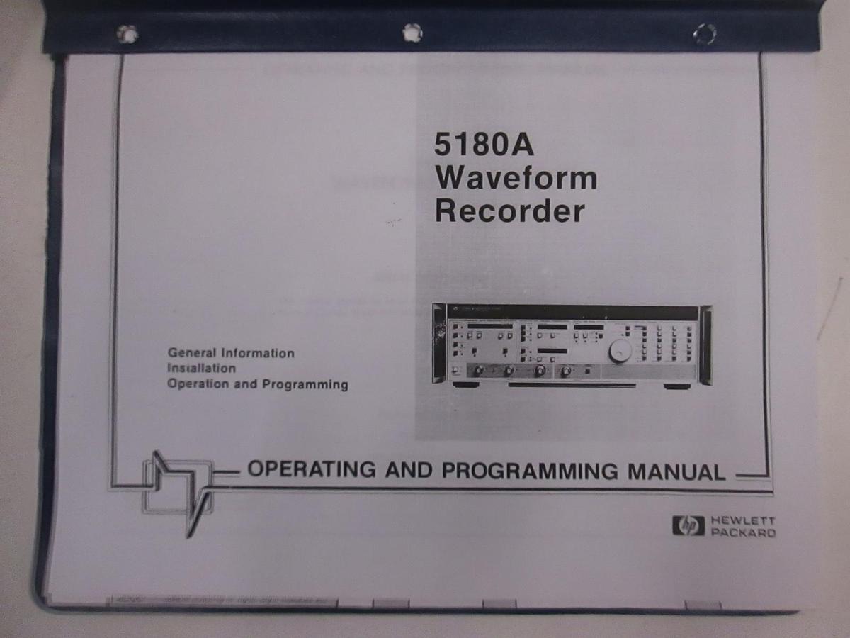 Used HP 5180A Waveform Recorder Operating and Programming Manual, Used