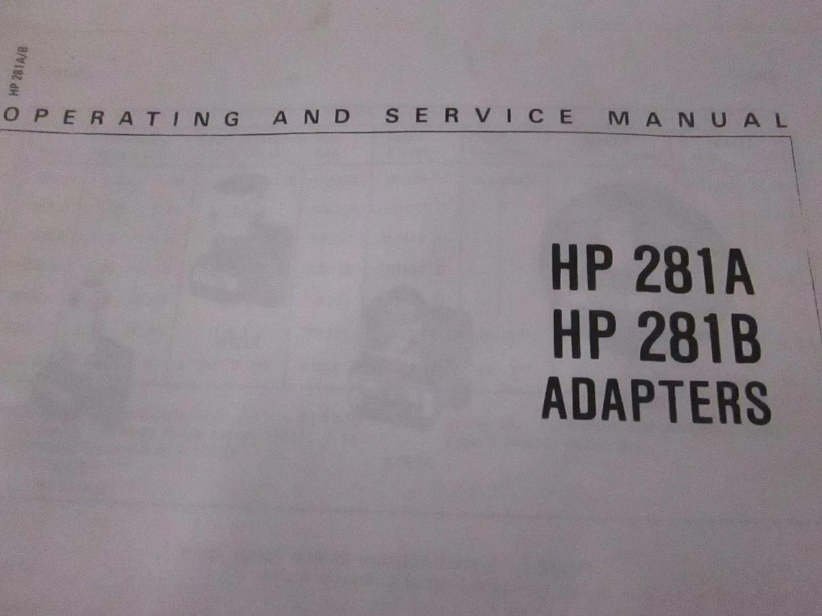 Used HP 281A and 281B Adapter Operating and Service Manual, Used