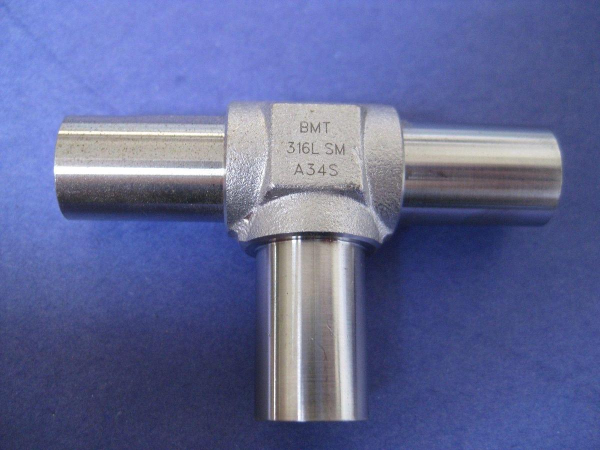 Stainless Steel 1/2" Tube Butt Weld Tee Union Tee, BMT, Lot of 4, New