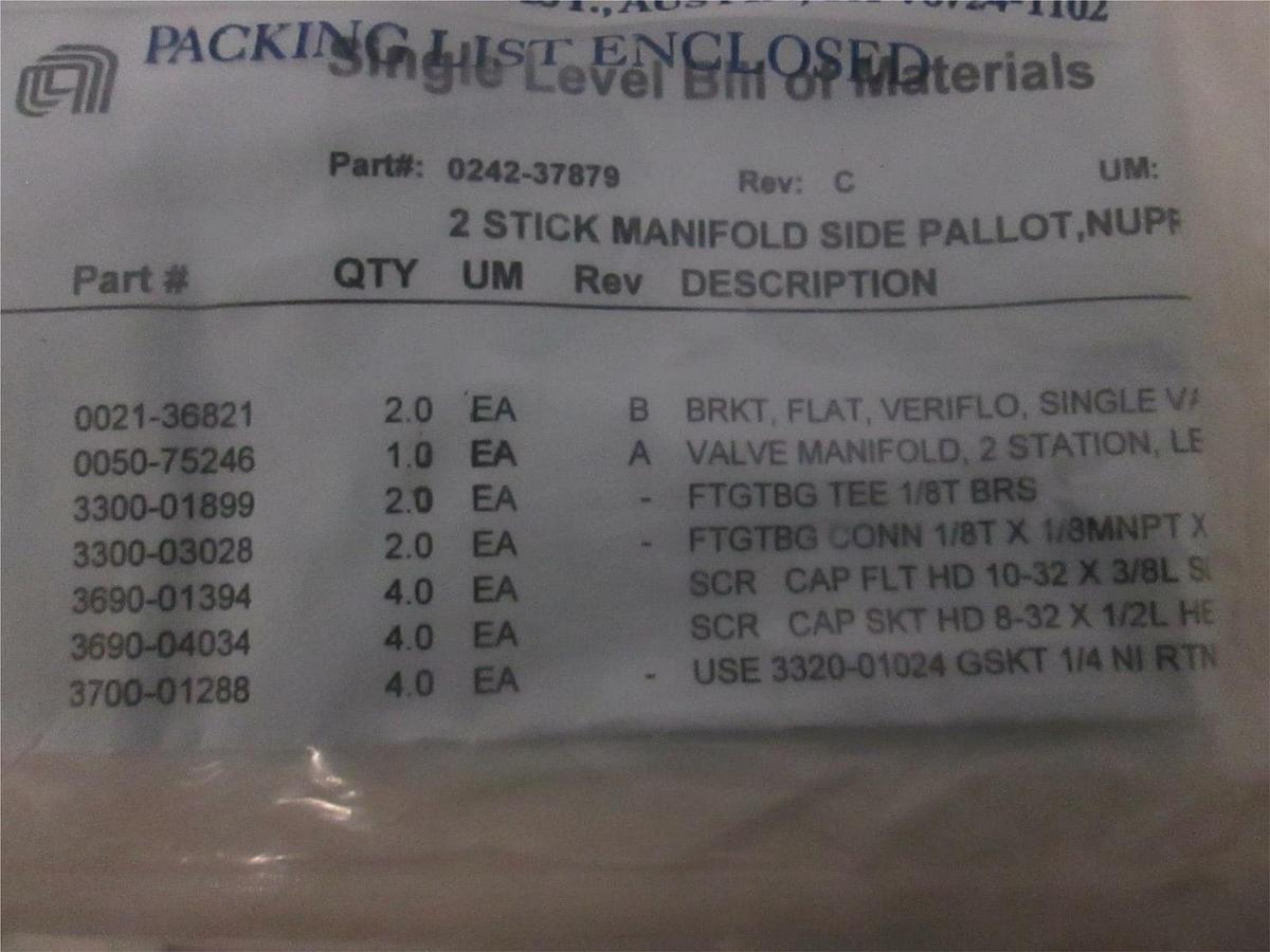 AMAT, 2 Stick Manifold Side PallotNuproDCVD, 0242-37879, New