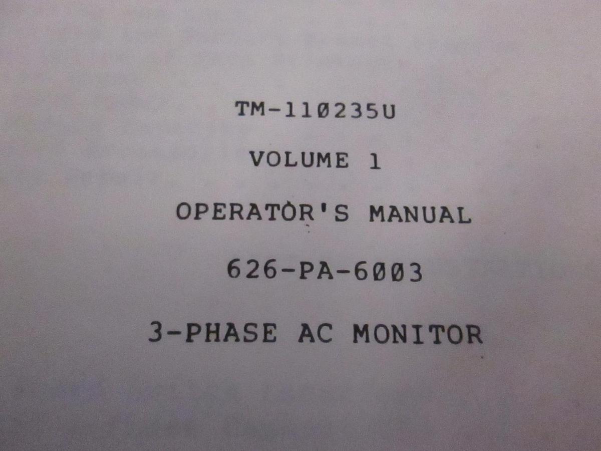 Used Dranetz TM-110235U Volume 1 Operator's Manual, Used