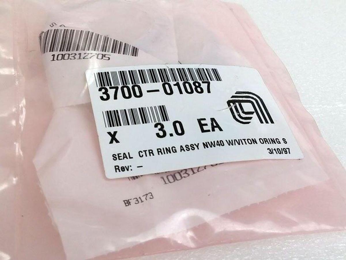 Used AMAT Applied Materials 3700-01087 Centering Ring Assy NW40 Viton Oring,Lot of 3