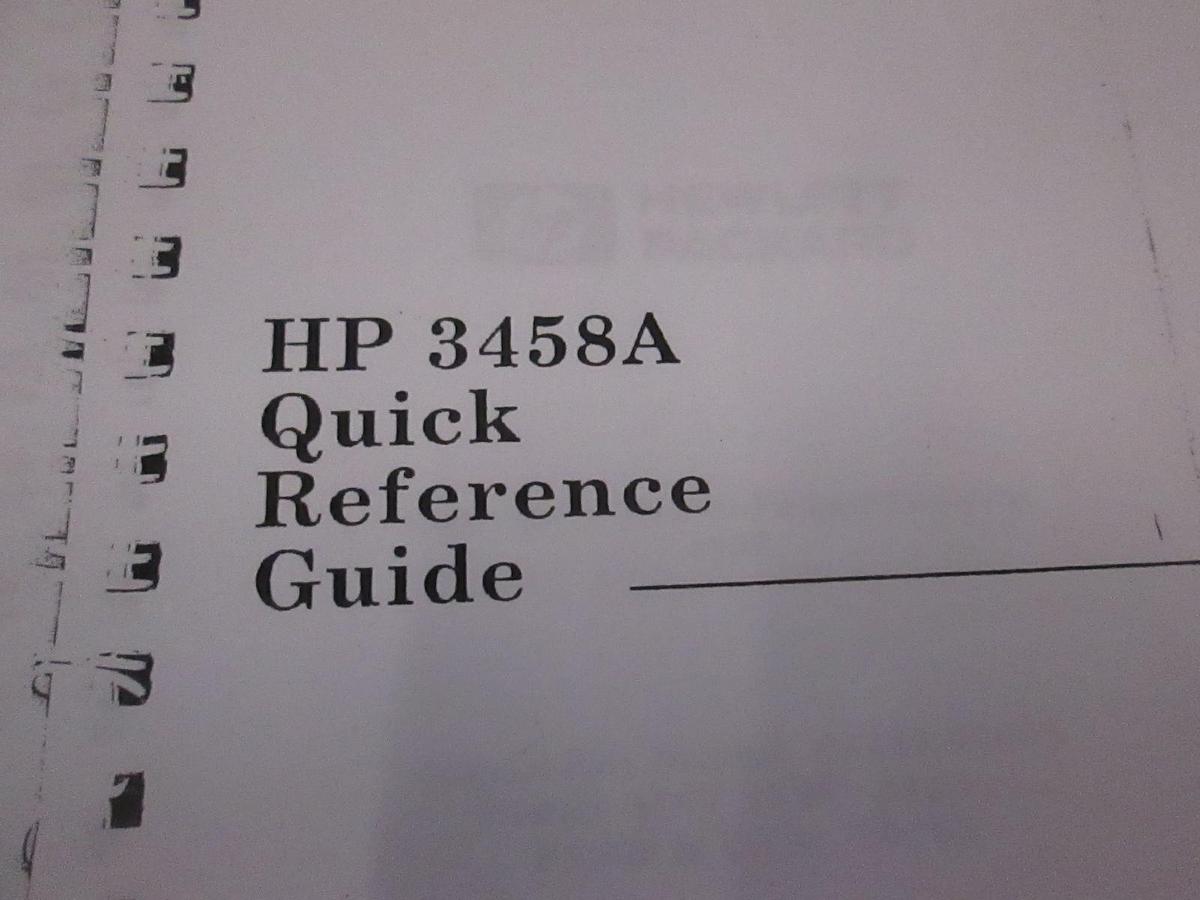 Used HP 3458A Multimeter Quick Reference Guide, Used