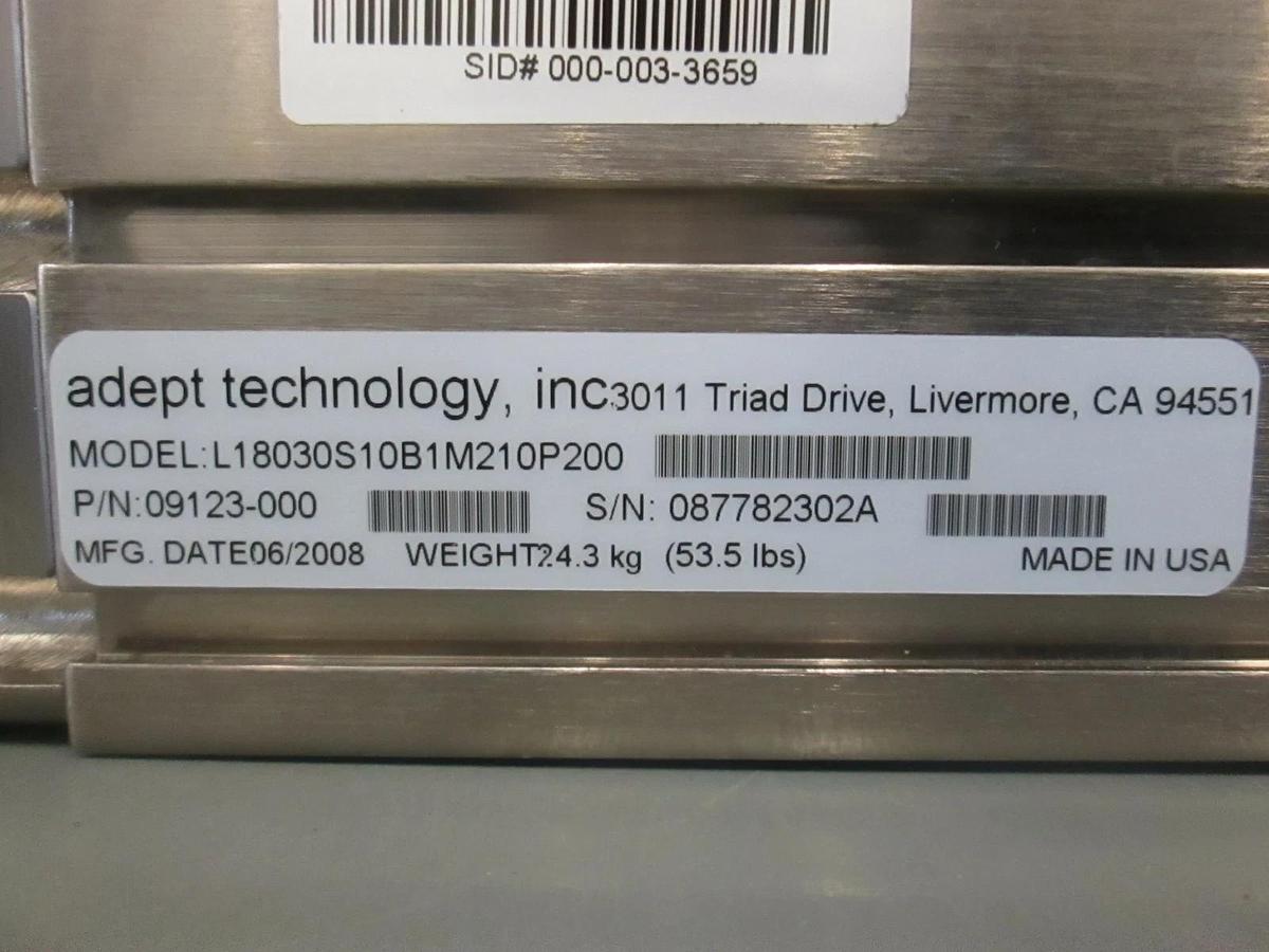 Used Adept Technology, Linear Motion Servo Actuator, L18030S10B1M210P200, Used