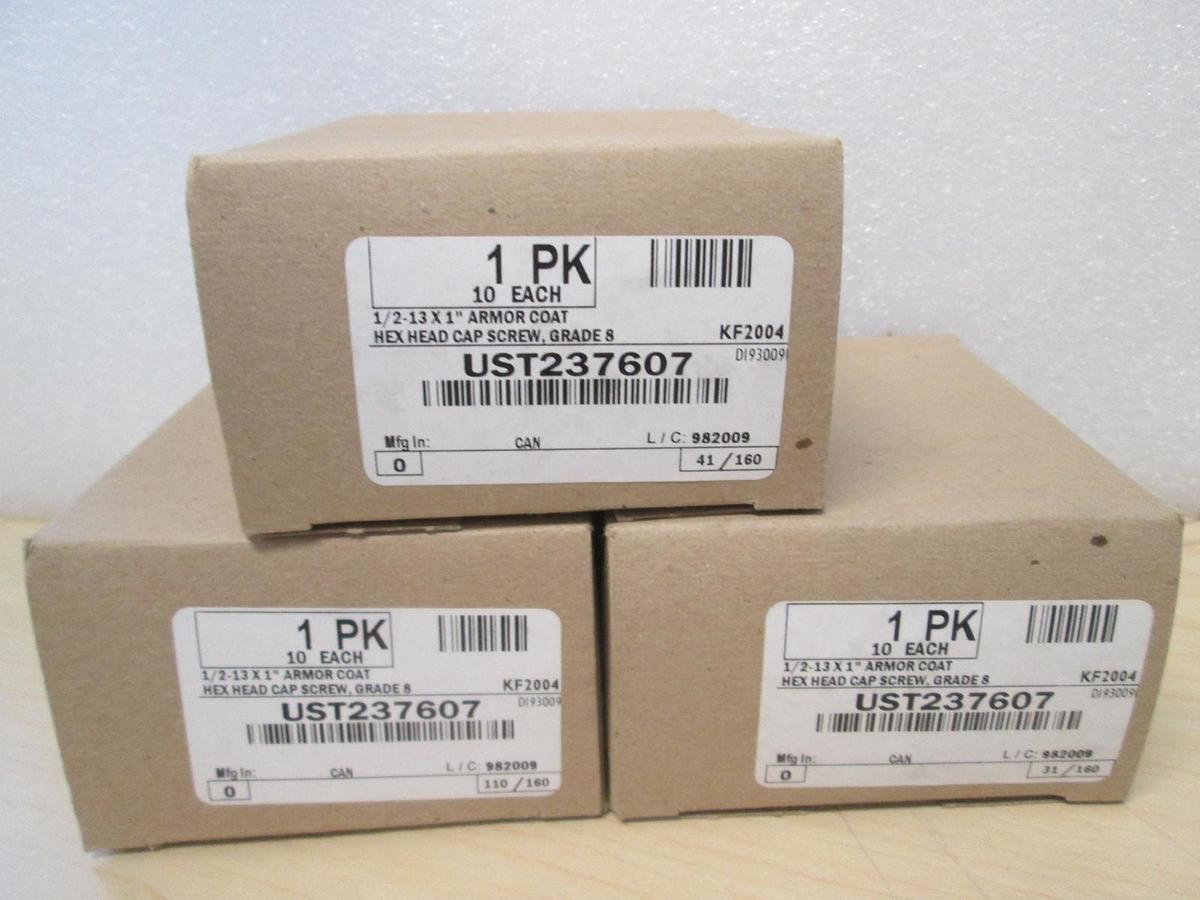 Hex Head Cap Screw UST237607, 1/2"-13 x 1" Armor Coat Steel, Lot of 30 New