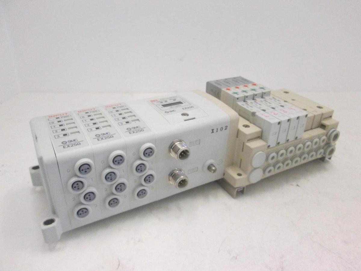 Used SMC, EX250, DeviceNet Interface 3 Module Assy w/ 4 Valves, SV1400-5FVD, Used