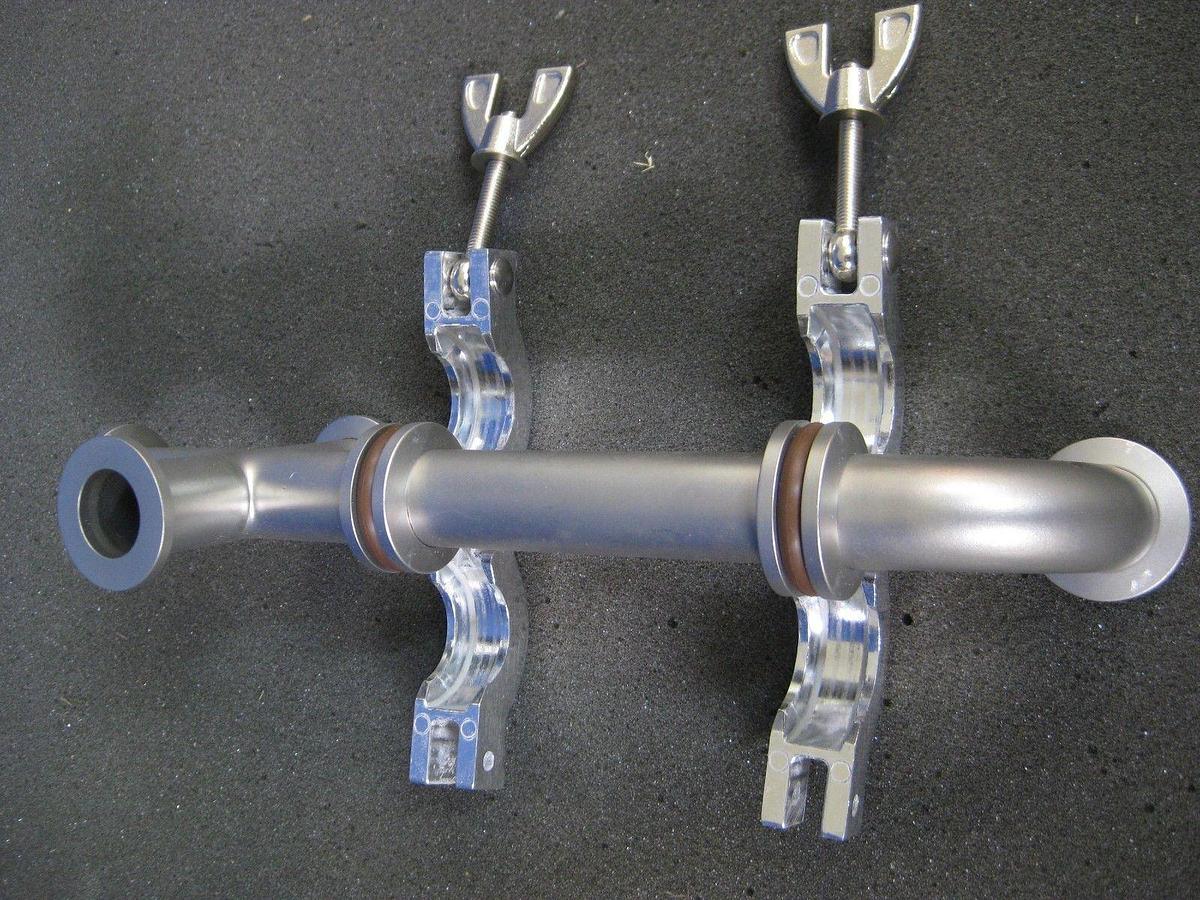Used NW16 Stainless Steel Vacuum Pipe Assy: Cross, Straight & Elbow w/ Clamps, Used