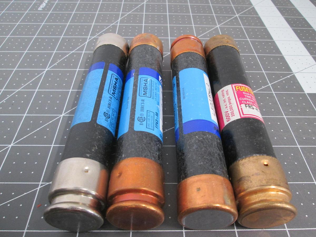 Used Bussmann Fusetron, FRS-R-40, 40A 600V Class RK5 Time Delay Fuse Lot of 4