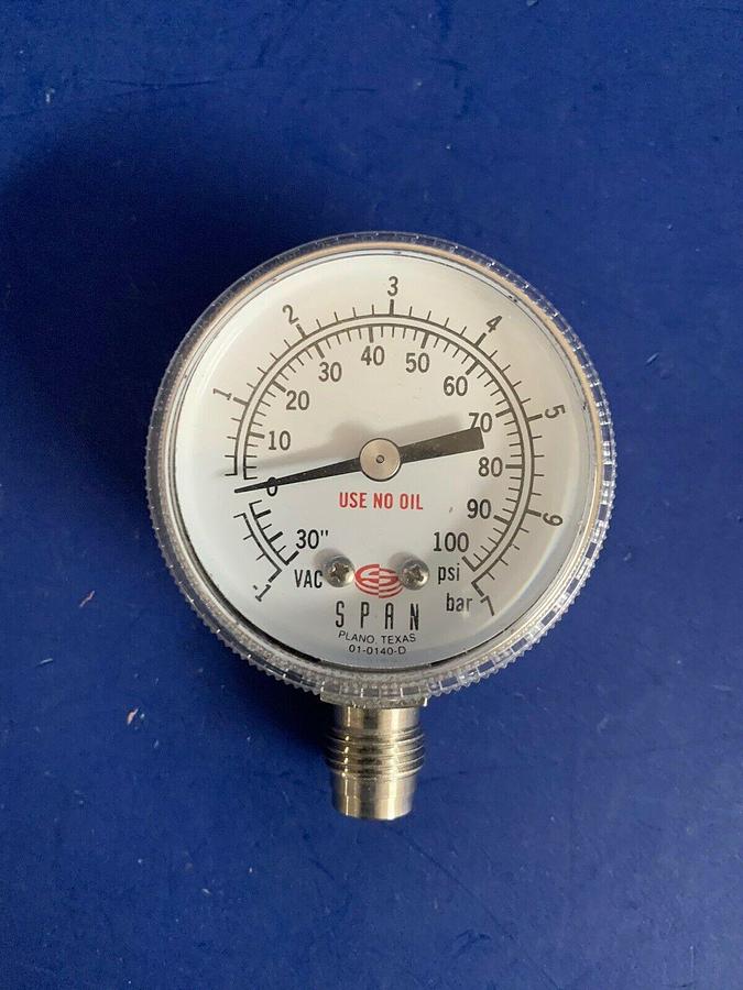 Used Span Pressure Gauge 30-0-100 psi, 1/4" MVCR, Used