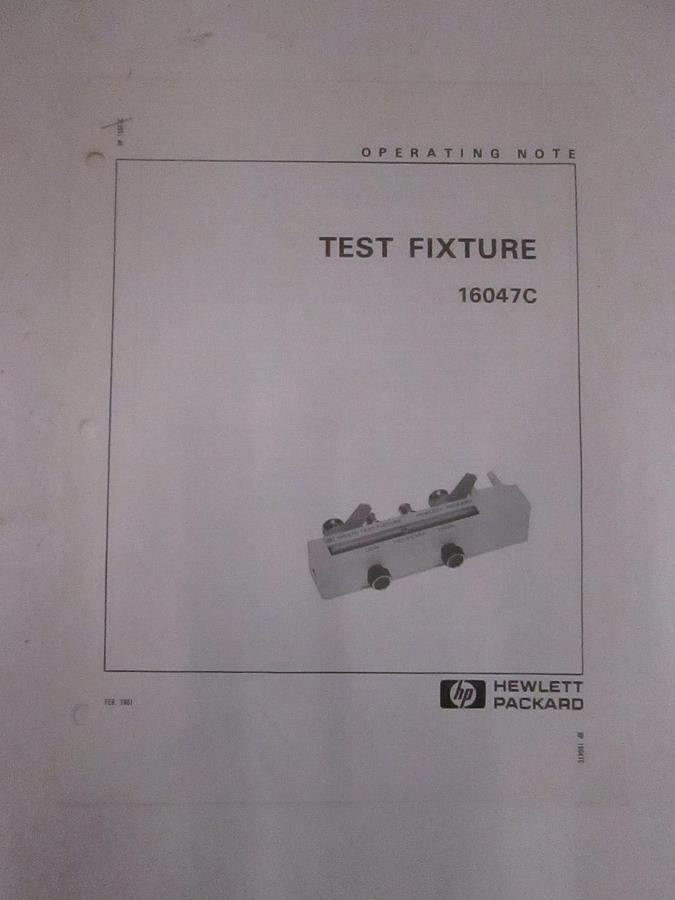 Used HP Model 16047C Test Fixture Operating Note, Used